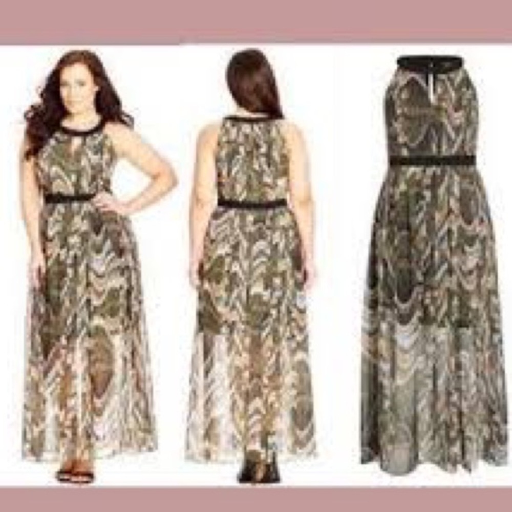City Chic Halter Keyhole Chiffon Maxi Dress 16